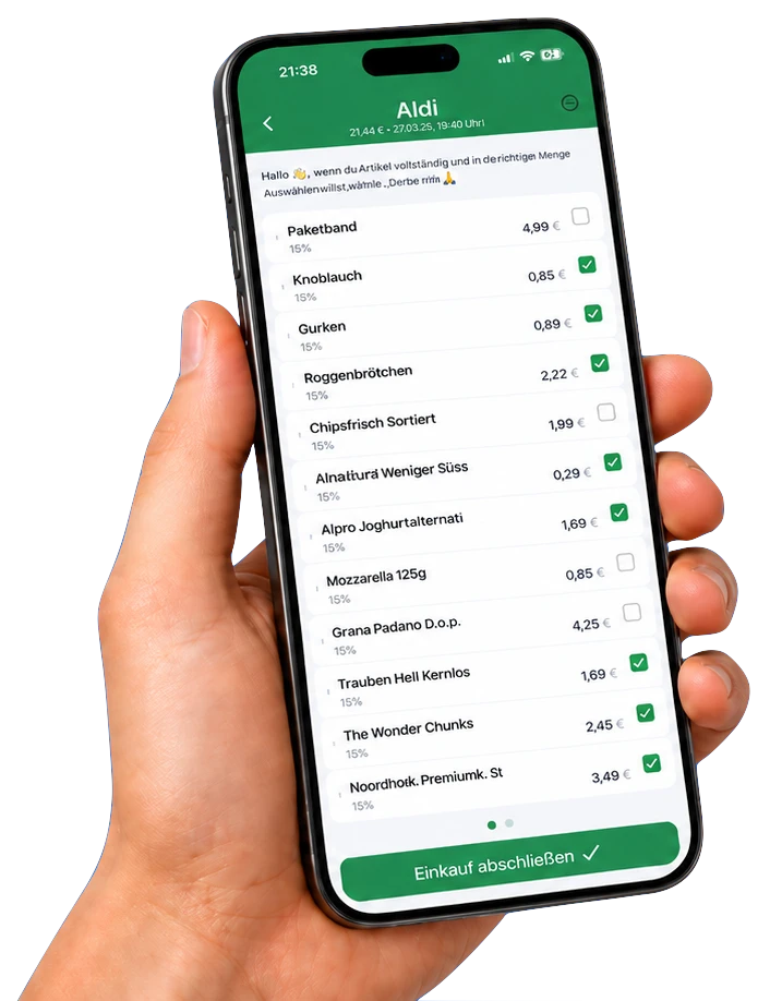 Spießer Einkaufsliste auf einem Smartphone